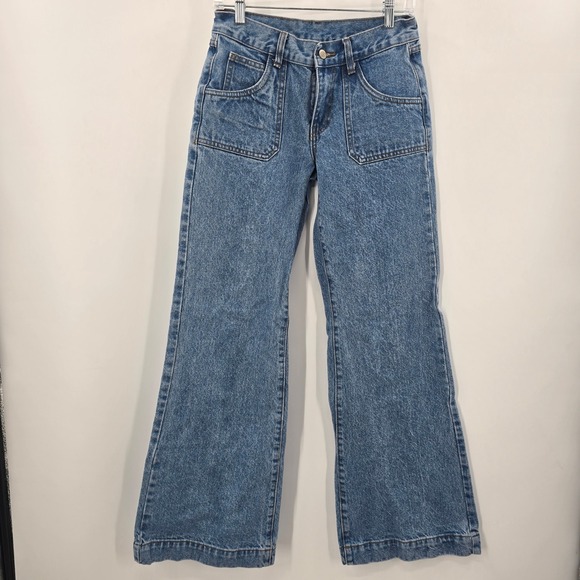 Brandy Melville Denim - John Galt Brandy Melville Wide Leg Jeans Blue High Waist Patch Pocket Womens S